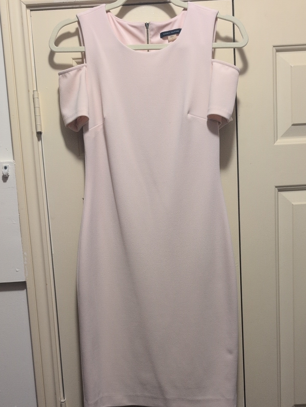 Tommy Hilfiger Light Pink Cold-Shoulder Midi Dress